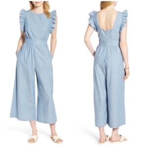 1901 Nordstrom Chambray Ruffle Jumpsuit Size 4